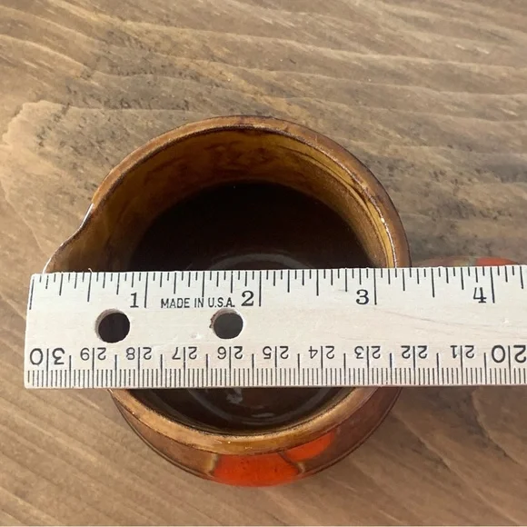 Bar Harbor Pottery 3.25” Creamer Pitcher Maine Vintage Retro Brown Orange Drip - Picture 10 of 11